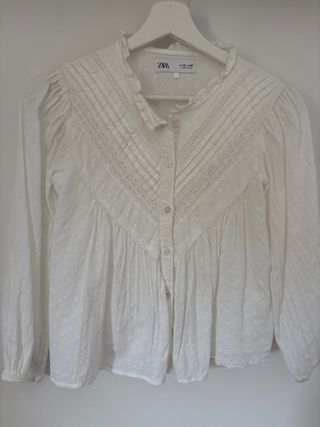Camisa Zara Blanca Manga Larga. Talla 10