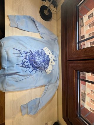 Sudadera Sp5der Azul con Telaraña