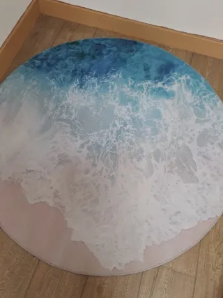 Alfombra Redonda 120cm Ola Mar