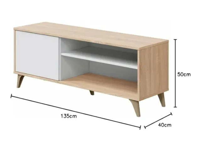 Mueble TV y estante madera claro