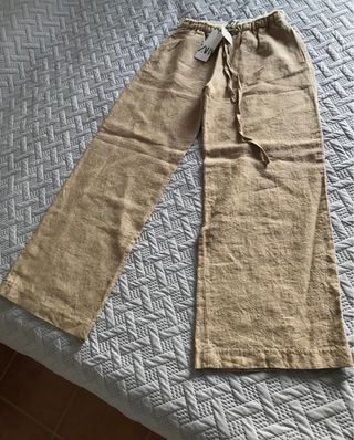 Pantalón Zara Lino Beige