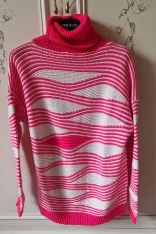 Maglione donna rosa e bianco