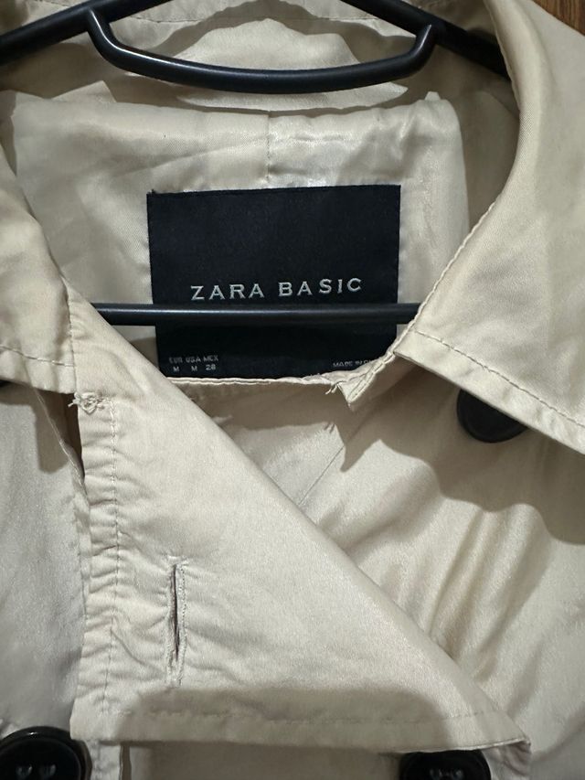 Casaco Trench Coat Curto Zara Basic Bege