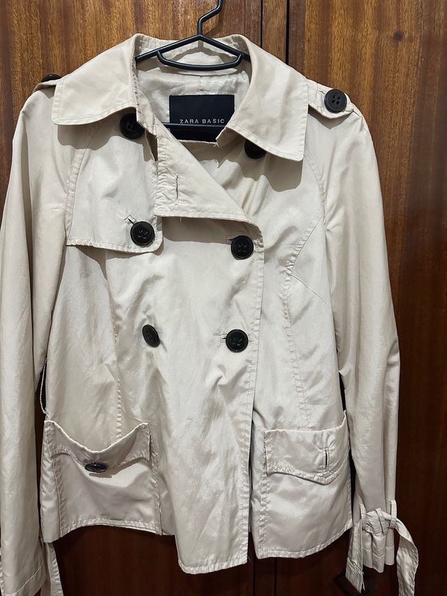 Casaco Trench Coat Curto Zara Basic Bege