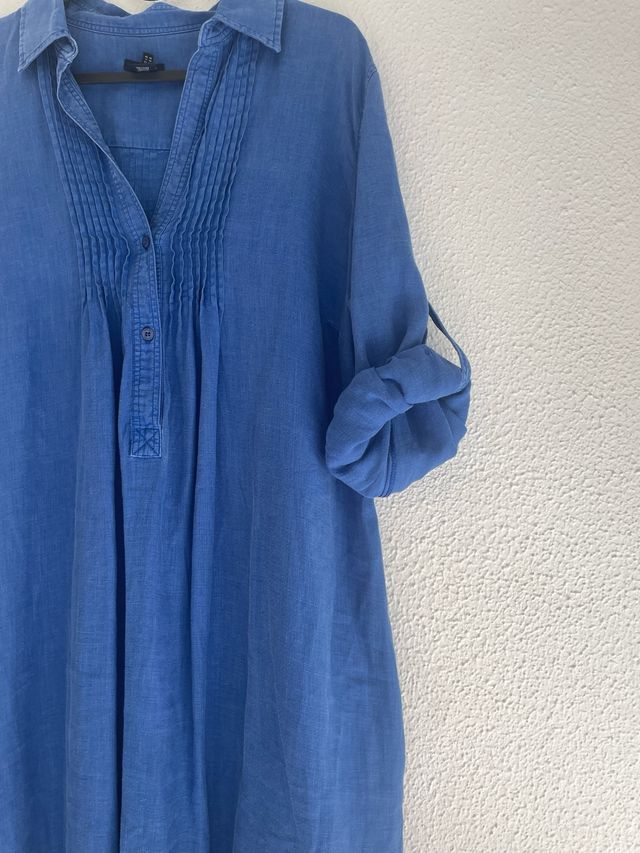 vestifo informal azul 100  Lino. 