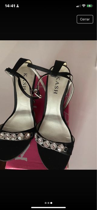 Zapatos de fiesta KASH joya negros y plateados