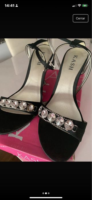 Zapatos de fiesta KASH joya negros y plateados