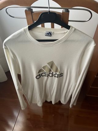 Camiseta Adidas manga larga blanca y dorada