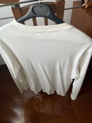Camiseta Adidas manga larga blanca y dorada