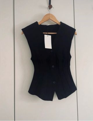 Conjunto Zara Chaleco y Pantalón Talla S Negro