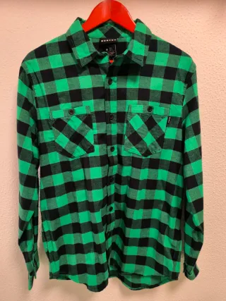 Camisa Burton Franela Cuadros Verde Negra 