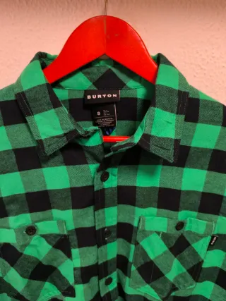 Camisa Burton Franela Cuadros Verde Negra 