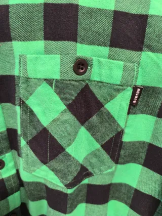 Camisa Burton Franela Cuadros Verde Negra 