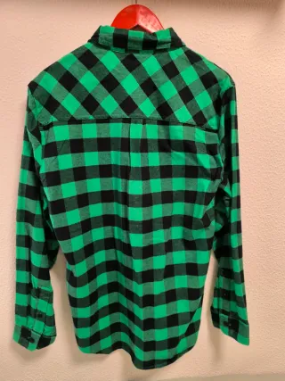 Camisa Burton Franela Cuadros Verde Negra 