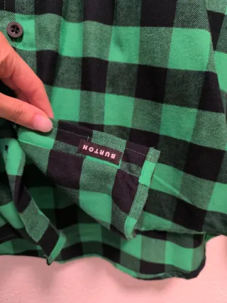 Camisa Burton Franela Cuadros Verde Negra 