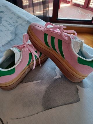 Zapatillas Adidas Gazelle Rosa y Verde