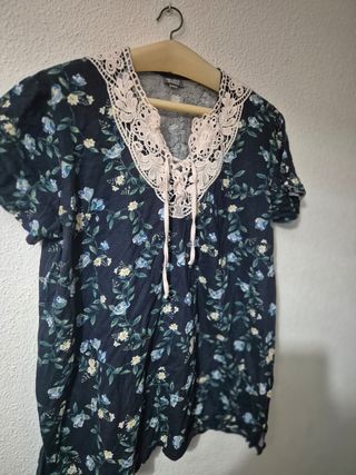 Blusa Mujer Talla 54/56 Floral Encaje