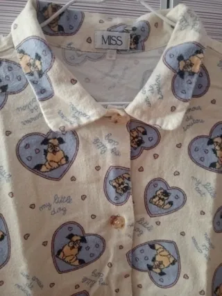 Pijama de 2 piezas de Franela Corazones Pug