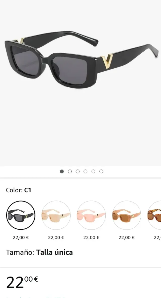 Gafas de sol rectangulares negras con detalle dora