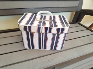 Neceser vintage rayas azul y blanco
