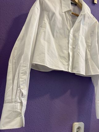 Camisa crop top Zara blanca 