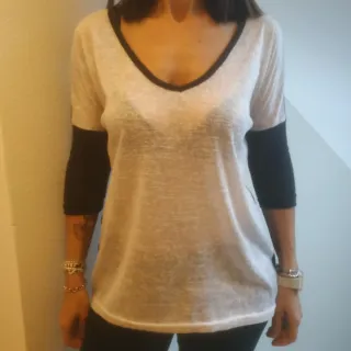 T-shirt manica 3/4 nera e bianca