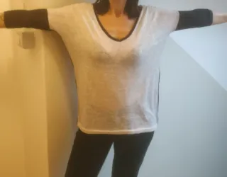 T-shirt manica 3/4 nera e bianca