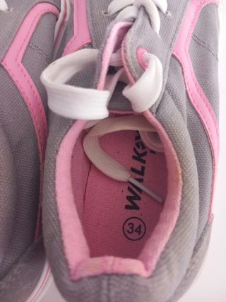 Zapatillas grises y rosas talla 34