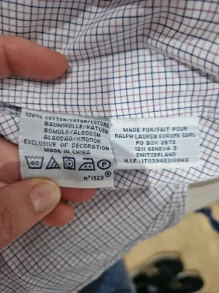 Camisa Ralph Lauren Talla 38/15 Cuadros