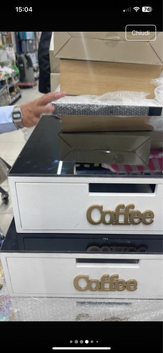 Porta cialde caffè con scritta nera o oro 