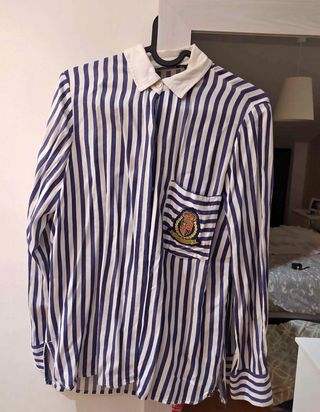 Camisa Zara Rayas Azul y Blanca