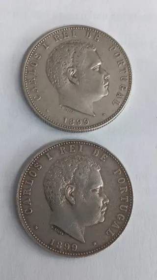 2 Moedas 1000 Réis 1899 D.Carlos Prata 916,6