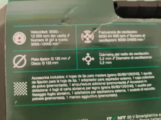 Lijadora Parkside 20V + Batería y Cargador