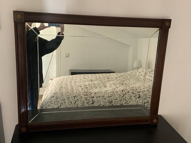 Espejo Clásico Madera Marrón y Dorado