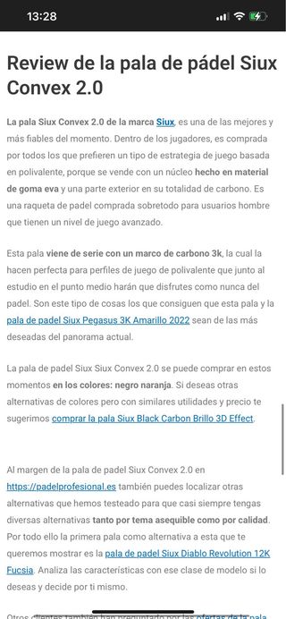 Raqueta Pádel Siux Convex 2 Pro Series