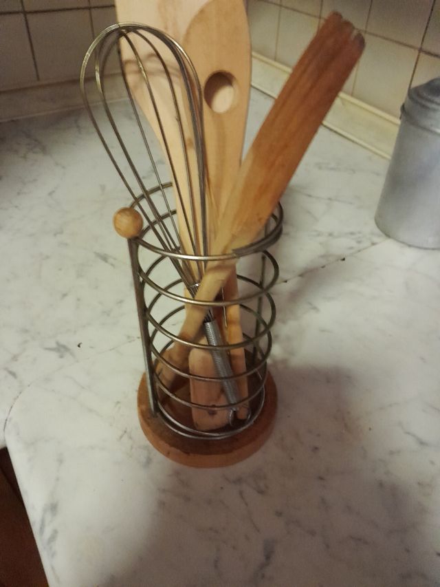 Set Utensili Cucina Legno e Metallo