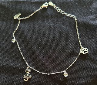 Pulsera Plata Gato y Huella Circonita