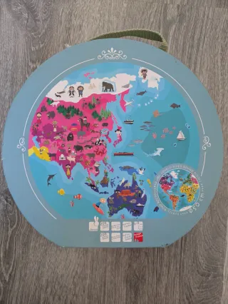 Puzzle Globo Terráqueo Infantil 208 pz, 2 caras