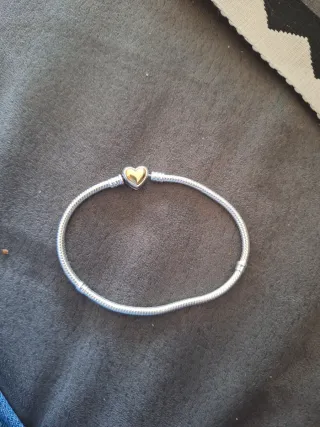 Pulsera Serpiente Corazón Oro y Plata,tamaño 21 cm
