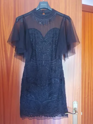 Vestido fiesta negro corto lentejuelas