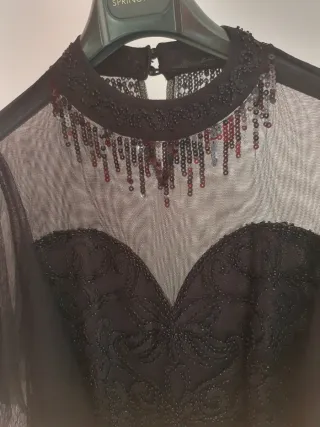 Vestido fiesta negro corto lentejuelas