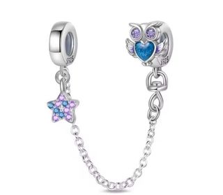 Cadena Seguridad Búho Corazón Estrella pulsera 