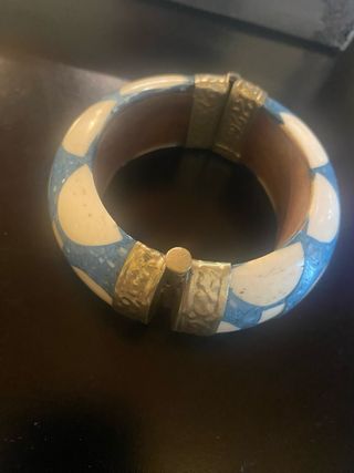 Bracciale vintage etnico blu e bianco