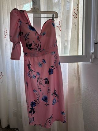 Vestido fiesta asimétrico floral