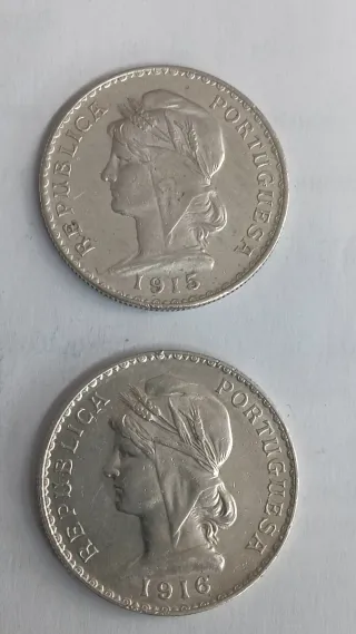 2 Moedas Prata 835 Escudo 1915 e 1916