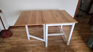 Mesa Extensible PINNTORP madera y blanca