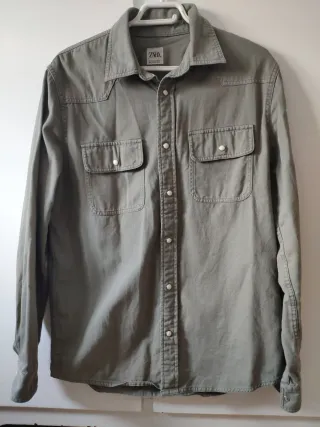 Camisa Zara Verde Hombre
