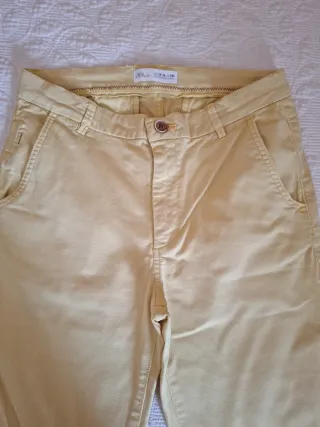 Pantalón corto Zara algodón amarillo talla 164cm 