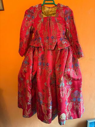 Traje de Fallera Niña Rojo y Dorado
