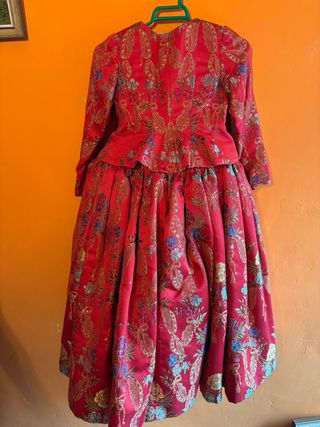 Traje de Fallera Niña Rojo y Dorado